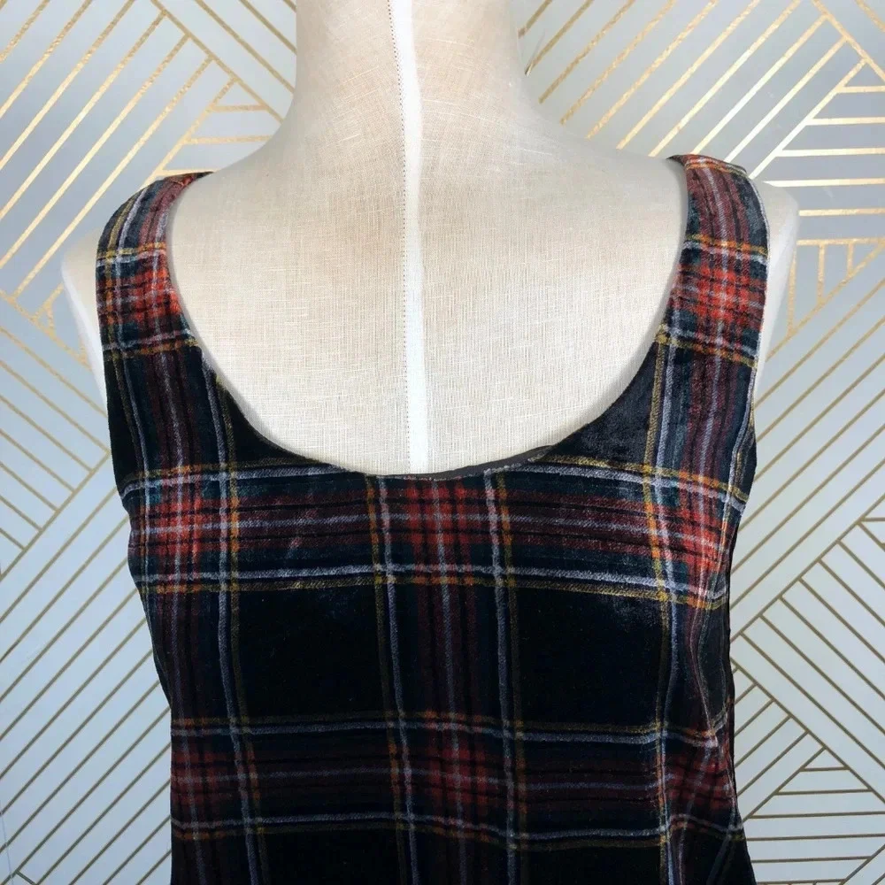 J. Crew Velvet Tank‎ Top in Stewart Tartan Plaid